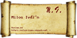 Milos Iván névjegykártya